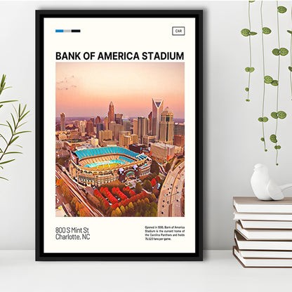 Bank of America Stadium Print, Carolina Panthers Stadium Canvas Art, Man Cave Gift, Floating Framed Canvas Print Wall Art
