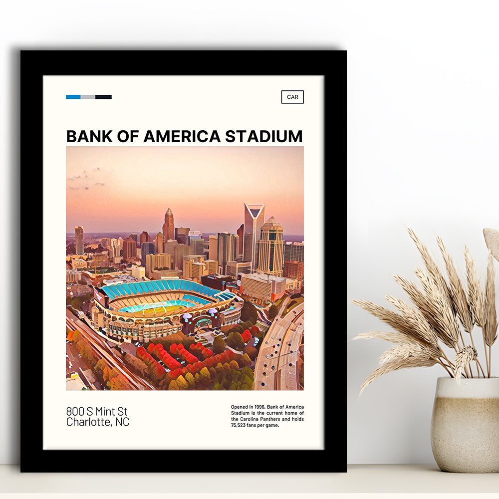 Bank of America Stadium Print, Carolina Panthers Stadium Art, Gifts for him, Sport Art, Framed Art Print Wall Decor