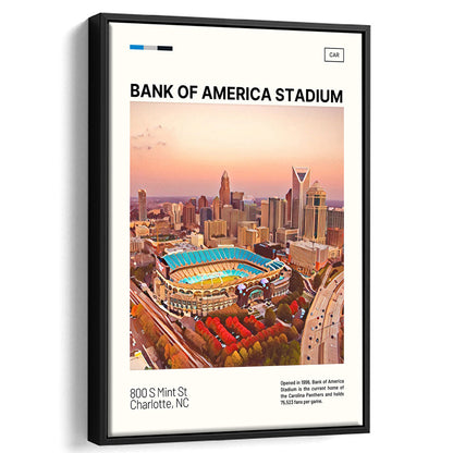 Bank of America Stadium Print, Carolina Panthers Stadium Canvas Art, Man Cave Gift, Floating Framed Canvas Print Wall Art