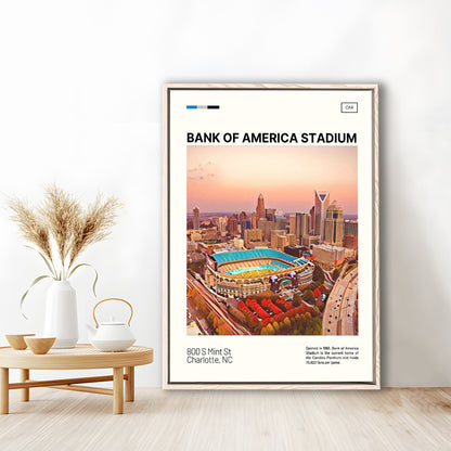 Bank of America Stadium Print, Carolina Panthers Stadium Canvas Art, Man Cave Gift, Floating Framed Canvas Print Wall Art