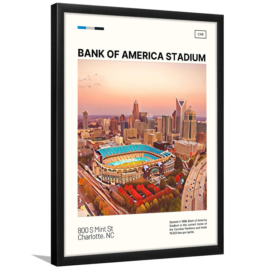 Bank of America Stadium Print, Carolina Panthers Stadium Art, Gifts for him, Sport Art, Framed Art Print Wall Decor