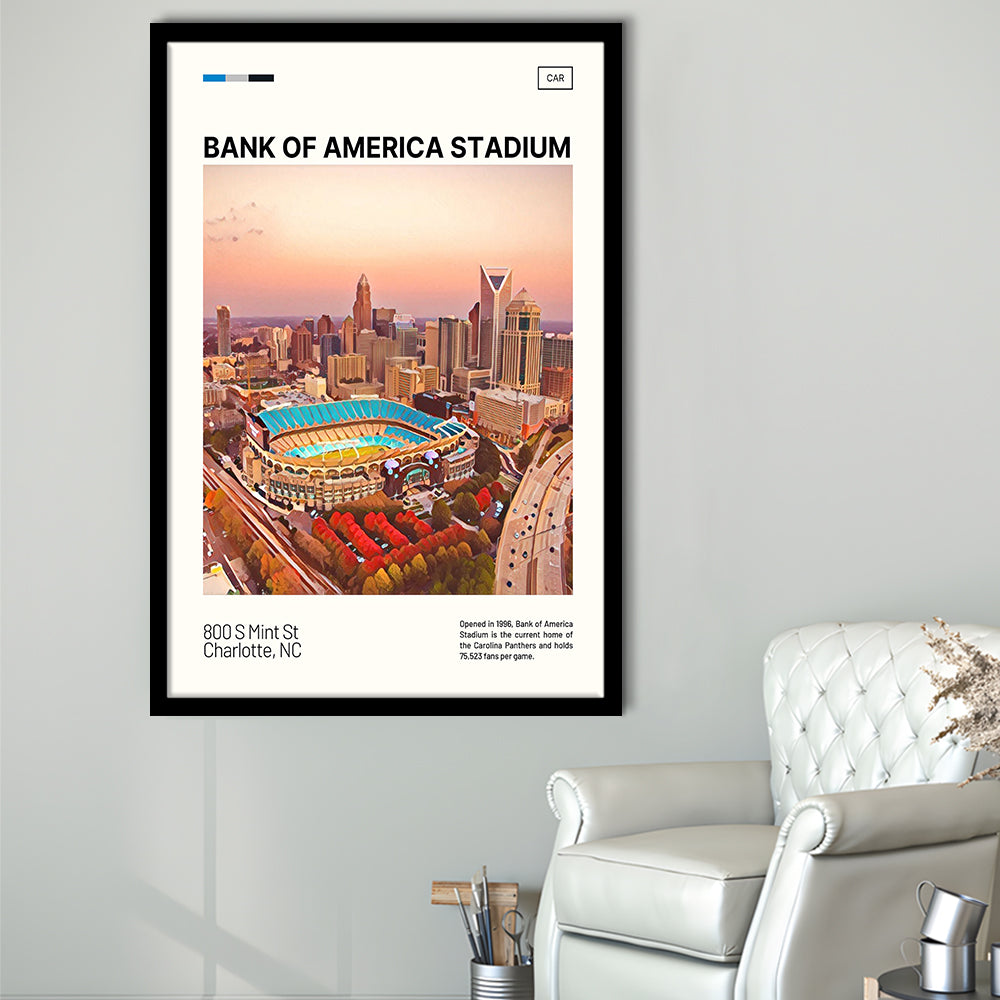 Bank of America Stadium Print, Carolina Panthers Stadium Art, Gifts for him, Sport Art, Framed Art Print Wall Decor