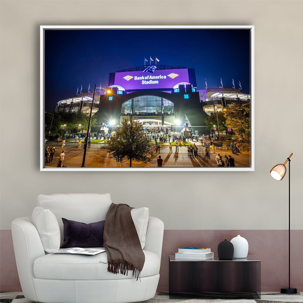 Bank of America Stadium, Stadium Canvas, Sport Art, Framed Canvas Print Wall Art, Floating Frame