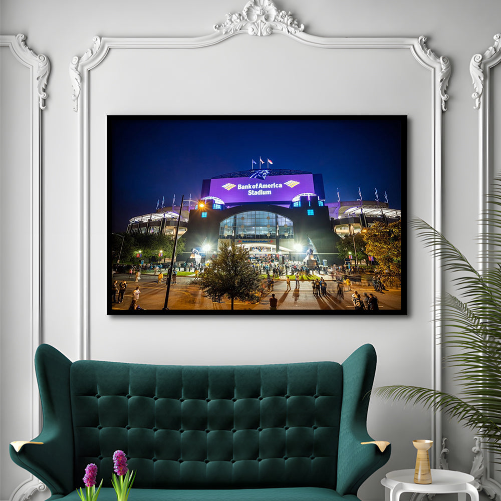 Bank of America Stadium, Stadium Canvas, Sport Art, Gift for him, Framed Art Print Wall Decor, Picture Framed