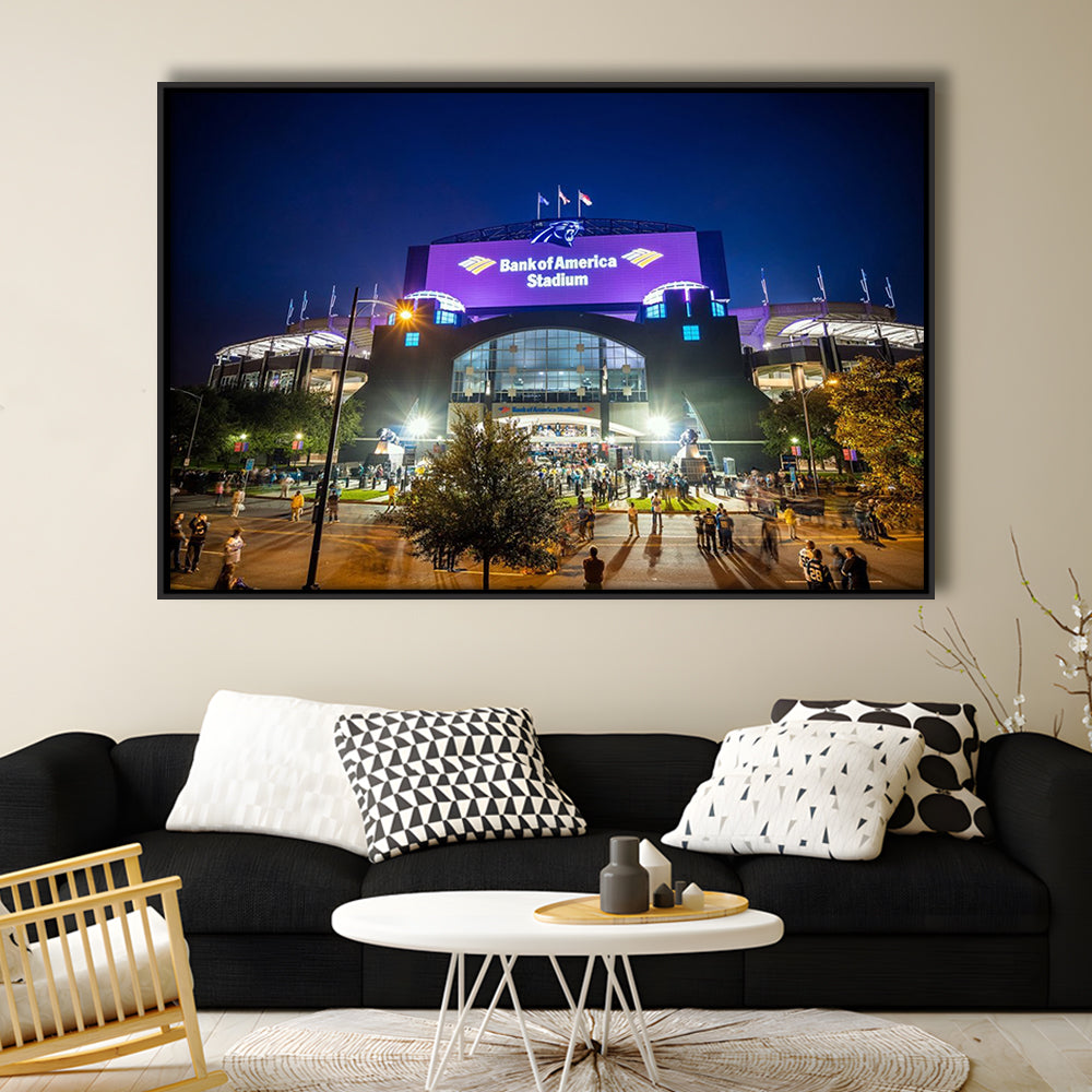 Bank of America Stadium, Stadium Canvas, Sport Art, Framed Canvas Print Wall Art, Floating Frame
