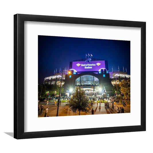 Bank of America Stadium, Stadium Canvas, Sport Art, Gift for him, White Border Framed Art Print Wall Decor