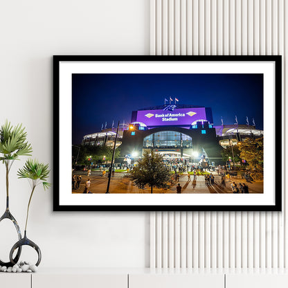 Bank of America Stadium, Stadium Canvas, Sport Art, Gift for him, White Border Framed Art Print Wall Decor
