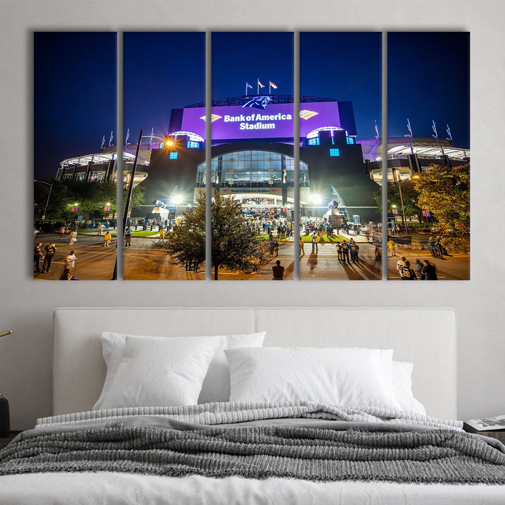 Bank of America Stadium, Stadium Canvas, Sport Art, 5 Panel B, Extra Large Canvas, Canvas Print Wall Art