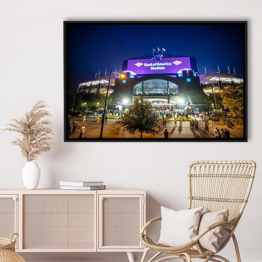 Bank of America Stadium, Stadium Canvas, Sport Art, Framed Canvas Print Wall Art, Floating Frame