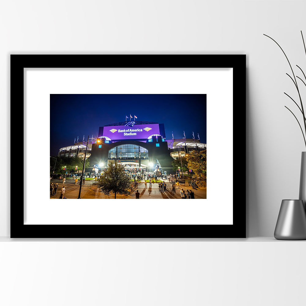 Bank of America Stadium, Stadium Canvas, Sport Art, Gift for him, White Border Framed Art Print Wall Decor