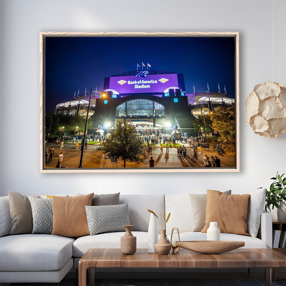 Bank of America Stadium, Stadium Canvas, Sport Art, Framed Canvas Print Wall Art, Floating Frame
