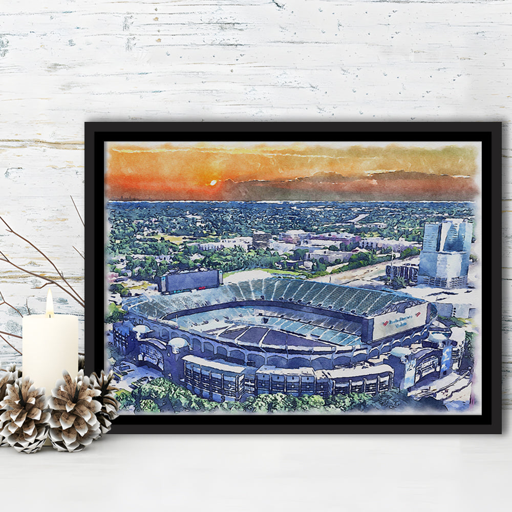 Bank of America Painting Stadium Watercolor, North Carolina Watercolor, Sport Gift Art, Framed Canvas Print Wall Art