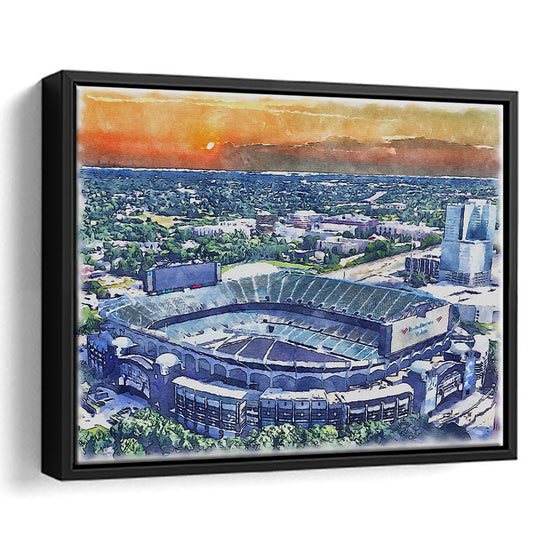 Bank of America Painting Stadium Watercolor, North Carolina Watercolor, Sport Gift Art, Framed Canvas Print Wall Art