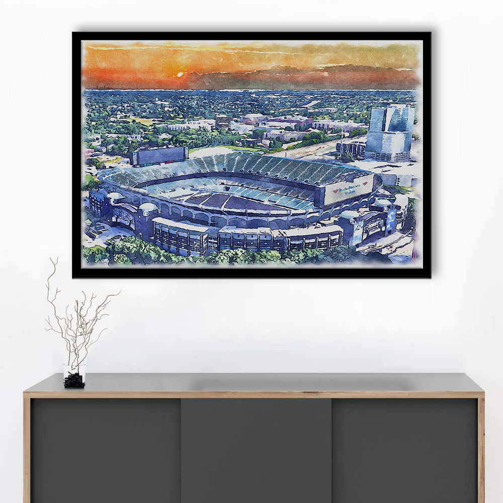 Bank of America Painting Stadium Watercolor, North Carolina Watercolor, Sport Gift Art, Framed Art Print Wall Decor