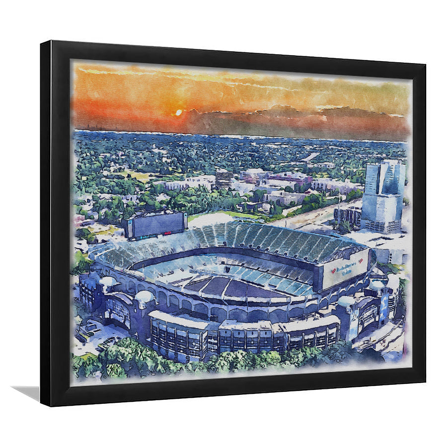 Bank of America Painting Stadium Watercolor, North Carolina Watercolor, Sport Gift Art, Framed Art Print Wall Decor
