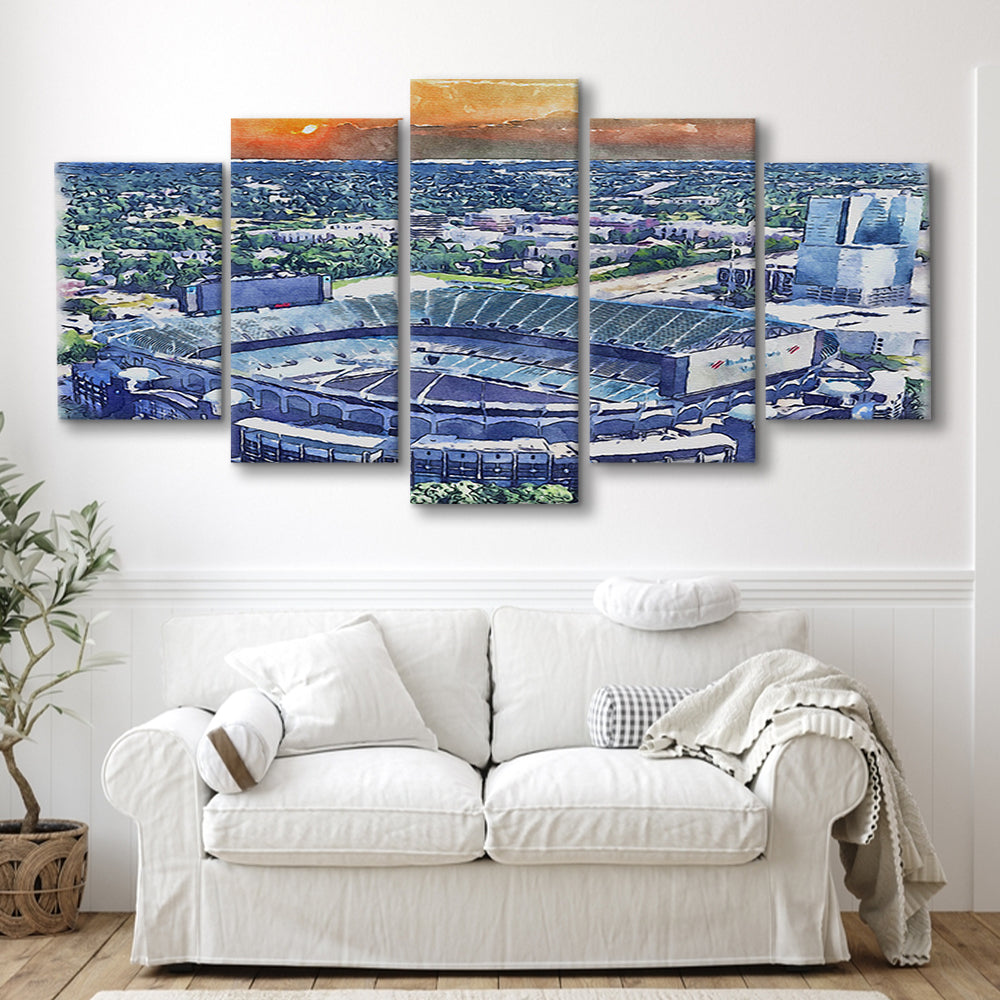 Bank of America Painting Stadium Watercolor, North Carolina Watercolor, Sport Art, Mixed 5 Panel, Canvas Print Wall Art