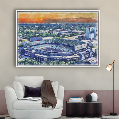 Bank of America Painting Stadium Watercolor, North Carolina Watercolor, Sport Gift Art, Framed Canvas Print Wall Art