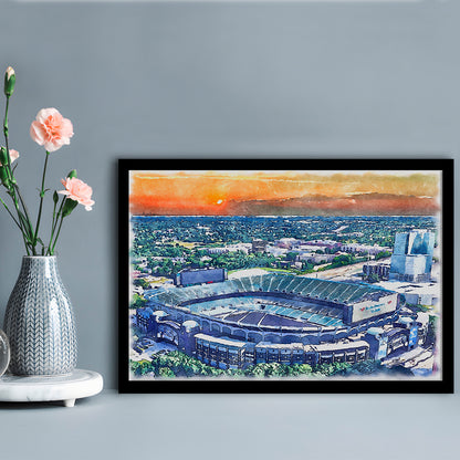 Bank of America Painting Stadium Watercolor, North Carolina Watercolor, Sport Gift Art, Framed Art Print Wall Decor