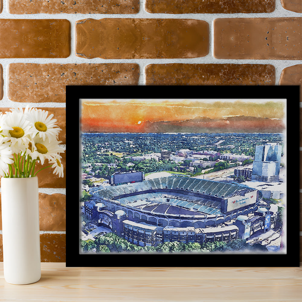 Bank of America Painting Stadium Watercolor, North Carolina Watercolor, Sport Gift Art, Framed Art Print Wall Decor