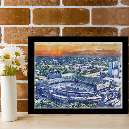 Bank of America Painting Stadium Watercolor, North Carolina Watercolor, Sport Gift Art, Framed Art Print Wall Decor