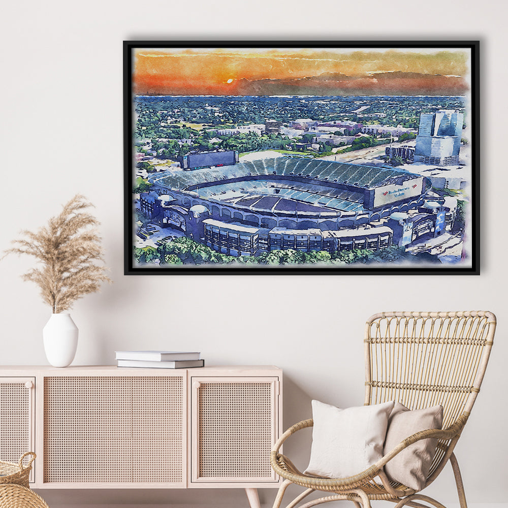 Bank of America Painting Stadium Watercolor, North Carolina Watercolor, Sport Gift Art, Framed Canvas Print Wall Art