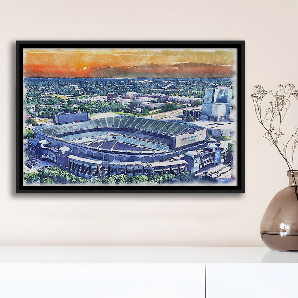 Bank of America Painting Stadium Watercolor, North Carolina Watercolor, Sport Gift Art, Framed Canvas Print Wall Art