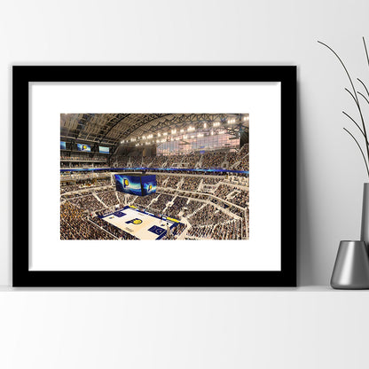 Bankers Life Fieldhouse, Stadium Canvas, Sport Art, Gift for him, White Border Framed Art Print Wall Decor