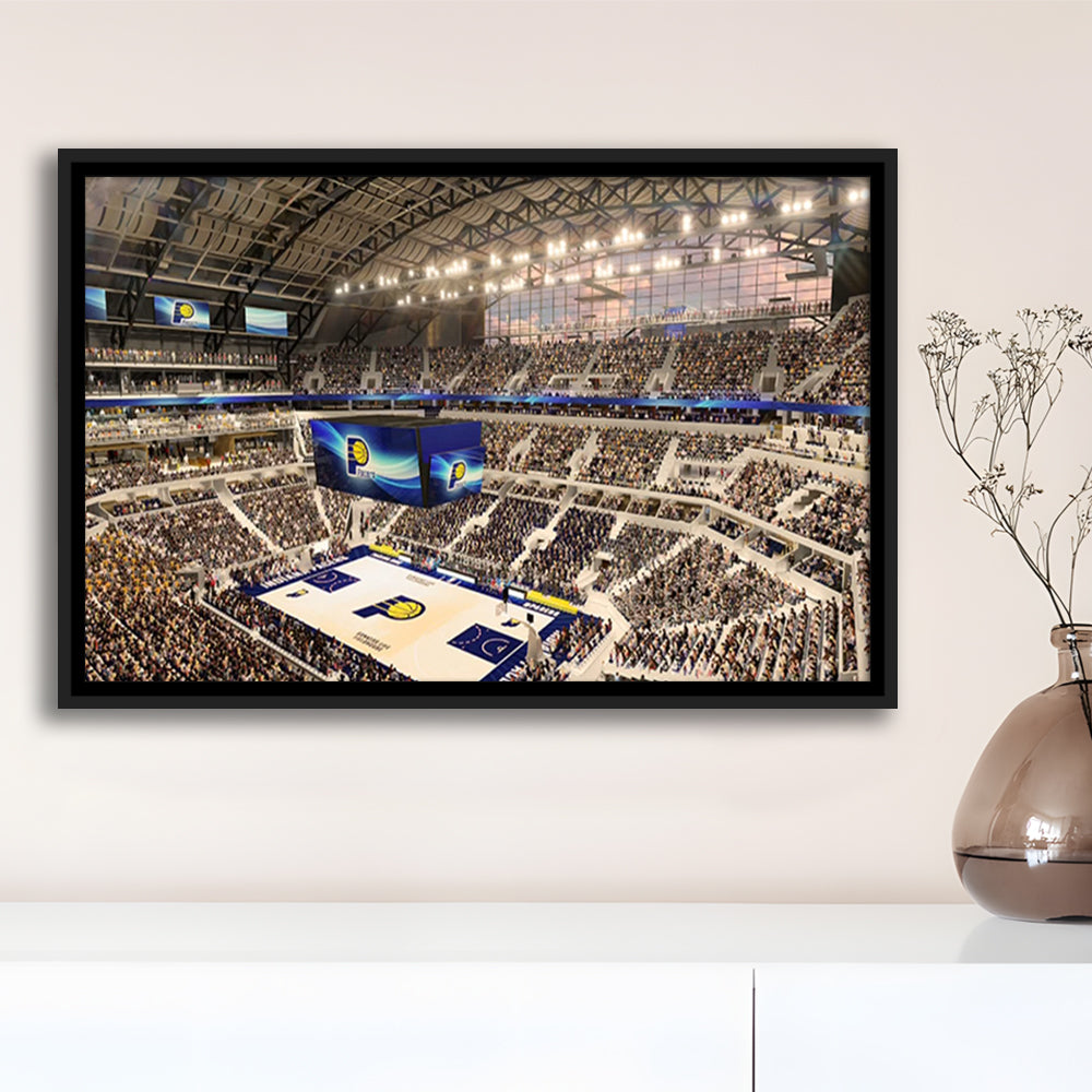 Bankers Life Fieldhouse, Stadium Canvas, Sport Art, Framed Canvas Print Wall Art, Floating Frame