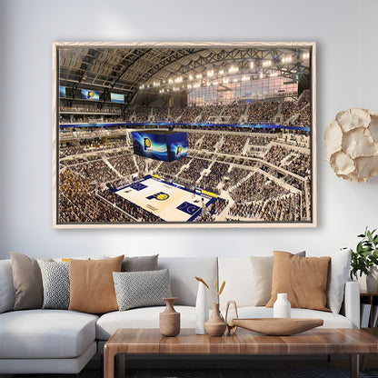 Bankers Life Fieldhouse, Stadium Canvas, Sport Art, Framed Canvas Print Wall Art, Floating Frame