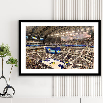 Bankers Life Fieldhouse, Stadium Canvas, Sport Art, Gift for him, White Border Framed Art Print Wall Decor