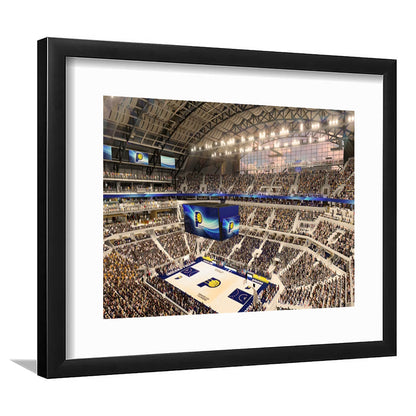 Bankers Life Fieldhouse, Stadium Canvas, Sport Art, Gift for him, White Border Framed Art Print Wall Decor
