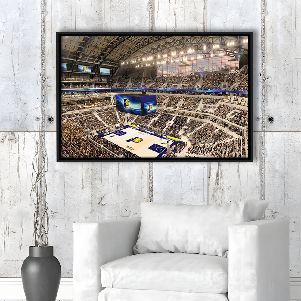 Bankers Life Fieldhouse, Stadium Canvas, Sport Art, Framed Canvas Print Wall Art, Floating Frame