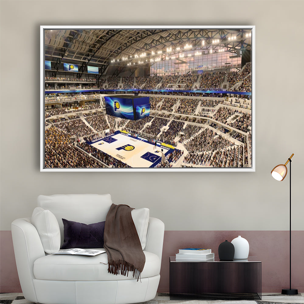 Bankers Life Fieldhouse, Stadium Canvas, Sport Art, Framed Canvas Print Wall Art, Floating Frame