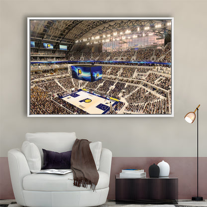 Bankers Life Fieldhouse, Stadium Canvas, Sport Art, Framed Canvas Print Wall Art, Floating Frame
