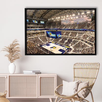 Bankers Life Fieldhouse, Stadium Canvas, Sport Art, Framed Canvas Print Wall Art, Floating Frame