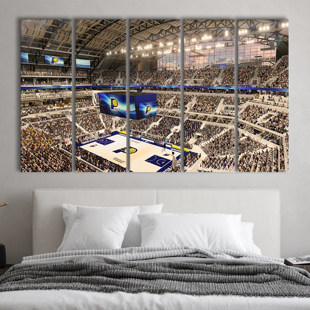 Bankers Life Fieldhouse, Stadium Canvas, Sport Art, 5 Panel B, Extra Large Canvas, Canvas Print Wall Art