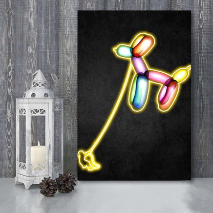 Banksy Balloon Dog, Neon Sign Effect Art, Canvas Print, Luxury Wall Art Decor, Modern Art