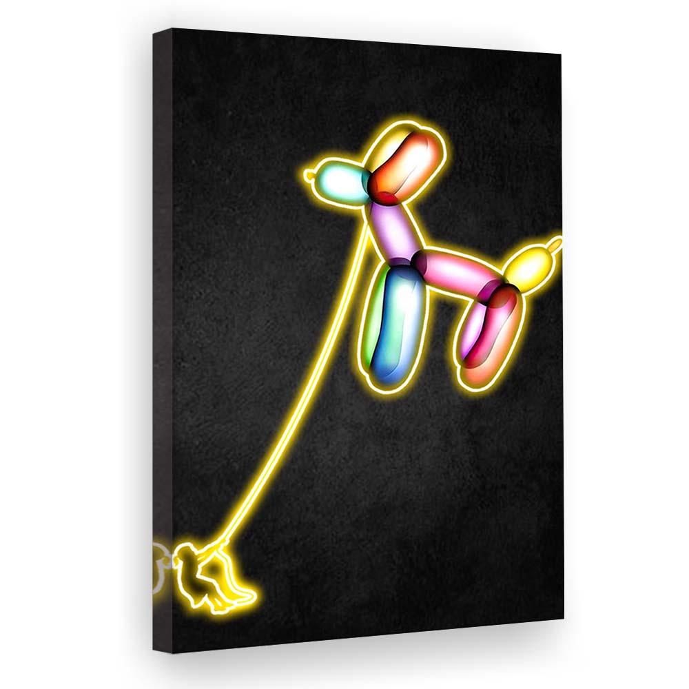 Banksy Balloon Dog, Neon Sign Effect Art, Canvas Print, Luxury Wall Art Decor, Modern Art