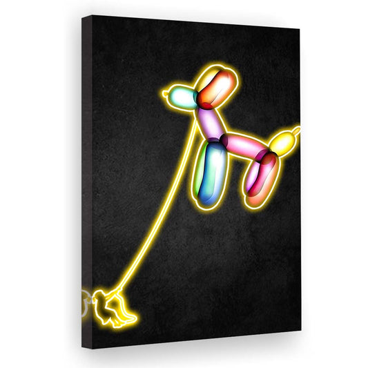 Banksy Balloon Dog, Neon Sign Effect Art, Canvas Print, Luxury Wall Art Decor, Modern Art