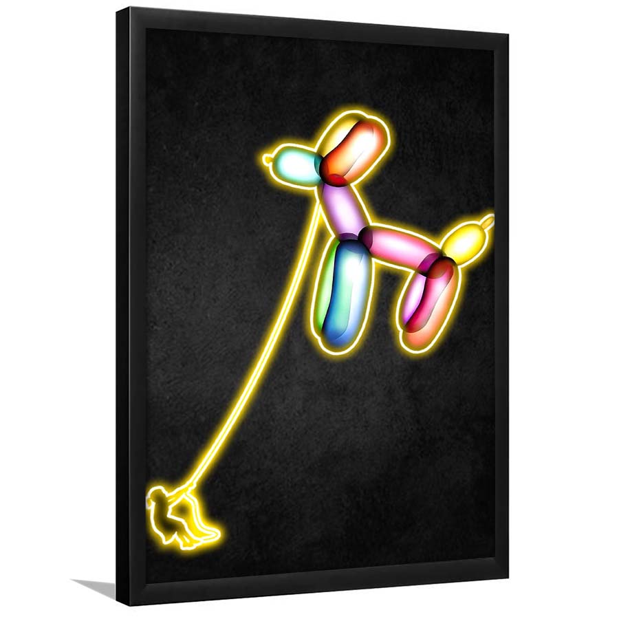 Banksy Balloon Dog, Neon Sign Effect Art, Framed Art Print, Picture Framed Wall Art Decor