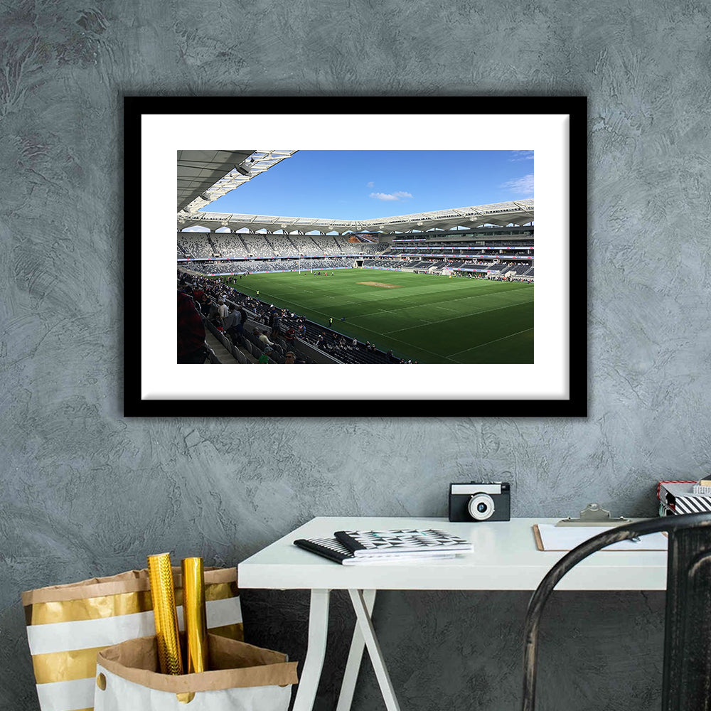 Bankwest Stadium in Australia, Stadium Canvas, Sport Art, Gift for him, White Border Framed Art Print Wall Decor