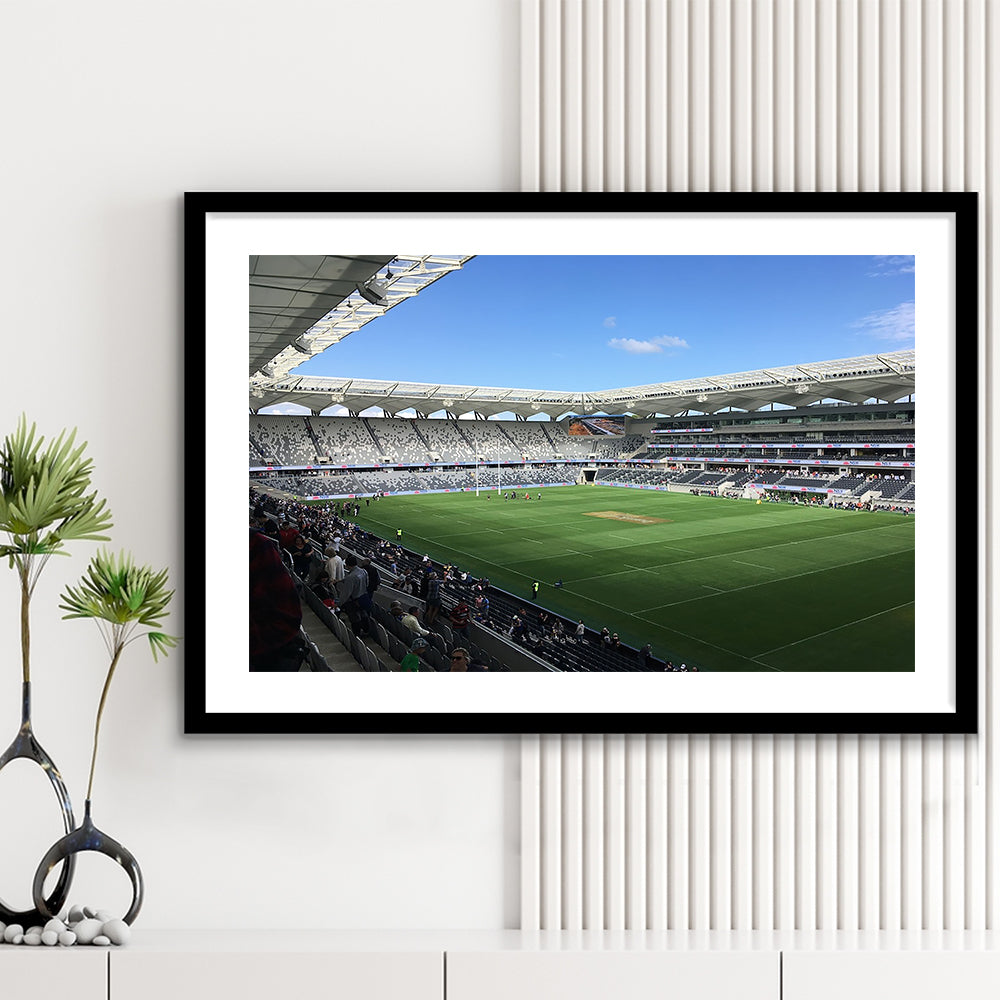 Bankwest Stadium in Australia, Stadium Canvas, Sport Art, Gift for him, White Border Framed Art Print Wall Decor