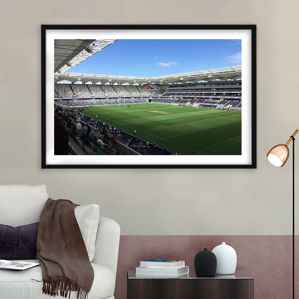 Bankwest Stadium in Australia, Stadium Canvas, Sport Art, Gift for him, White Border Framed Art Print Wall Decor