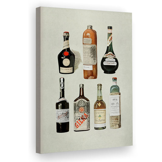 Bar Cart Decor Farmhouse Kitchen Vintage Bar Art Neutral Canvas Print Wall Art, Minimalist Painting Prints