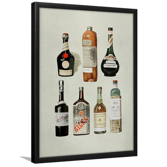 Bar Cart Decor Farmhouse Kitchen Vintage Bar Art Neutral Framed Art Print Wall Decor