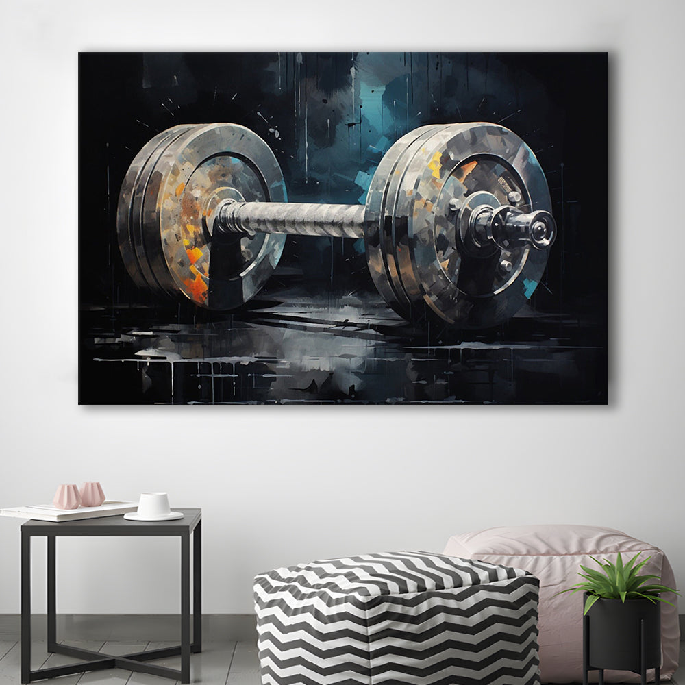Barbell Graffiti Painting Canvas Print, Gym, Motivational Fitness Sports, Canvas Print Wall Art, Wall Decor, Painting Canvas