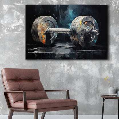 Barbell Graffiti Painting Canvas Print, Gym, Motivational Fitness Sports, Canvas Print Wall Art, Wall Decor, Painting Canvas