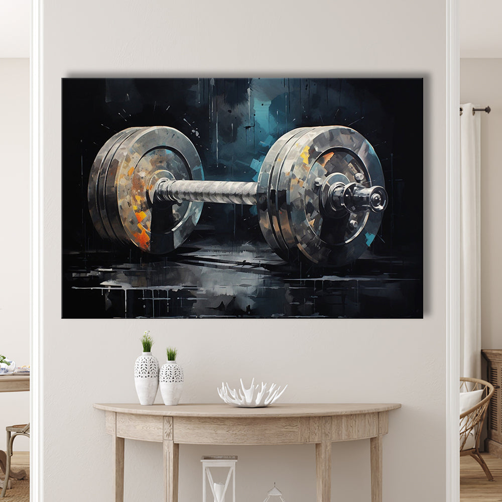 Barbell Graffiti Painting Canvas Print, Gym, Motivational Fitness Sports, Canvas Print Wall Art, Wall Decor, Painting Canvas