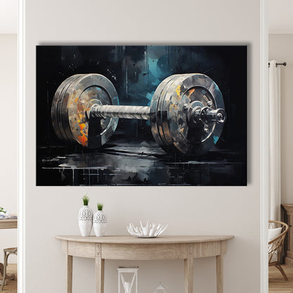 Barbell Graffiti Painting Canvas Print, Gym, Motivational Fitness Sports, Canvas Print Wall Art, Wall Decor, Painting Canvas