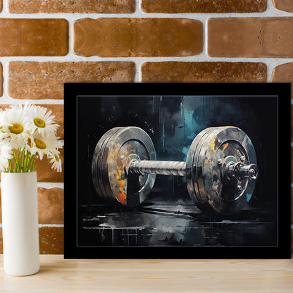 Barbell Graffiti Painting Canvas Print, Gym, Motivational Fitness Sports, Framed Art Print Wall Decor, Picture Framed